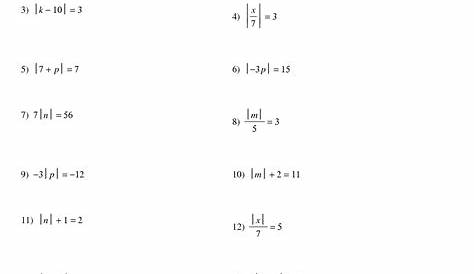 integers and absolute value worksheets answer key