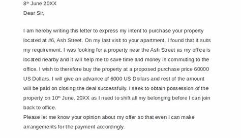 sample real estate offer letter
