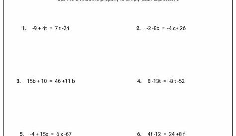 Distributive Property Equations Worksheet