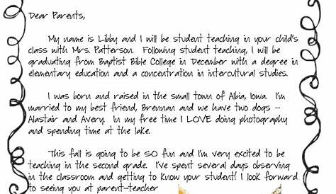 room mom introduction letter to parents