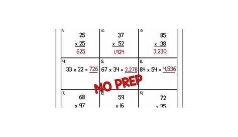 Multiplication 2 Digit by 2 Digit Worksheets by Shelly Rees | TpT
