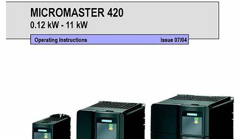 SIEMENS MICROMASTER 420 OPERATING INSTRUCTIONS MANUAL Pdf Download