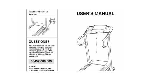Weslo 831.297100 Treadmill User Manual | Manualzz