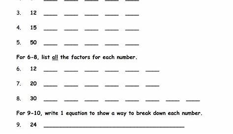 multiples and factors worksheet