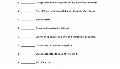 Mise en place Worksheet