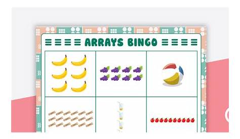 grade 2 colorful arrays bingo worksheet