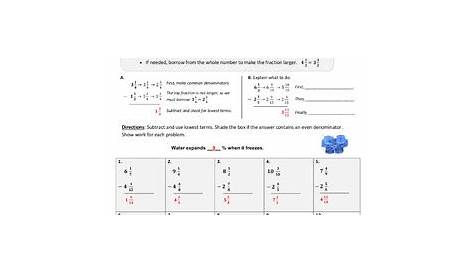 subtracting mixed numbers without regrouping worksheet
