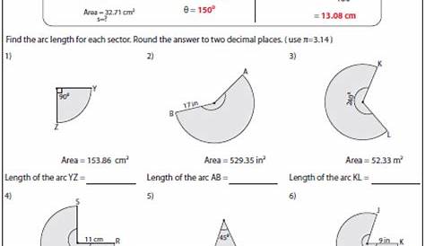 sector area worksheets