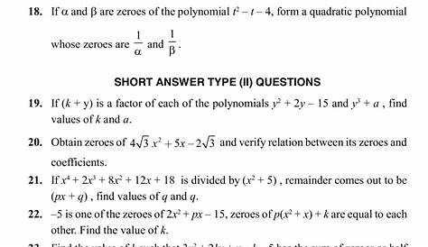 Class 10 Math Polynomials Notes, Important Questions & Practice Paper