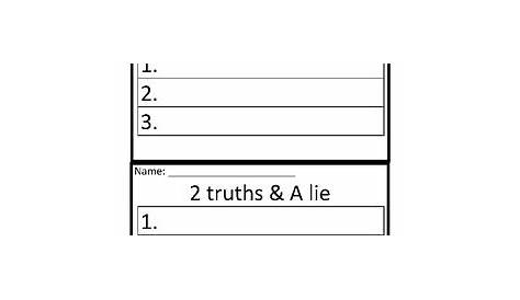 Two Truths And A Lie Worksheet Printable-159 | Lyana Worksheets