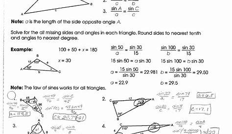 law of sines worksheets answers