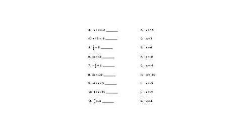 one-step equations addition and subtraction worksheet