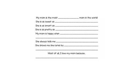 Mother's Day Fill in the Blank by Sticky Fingers | TPT