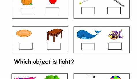 heavy and light worksheets