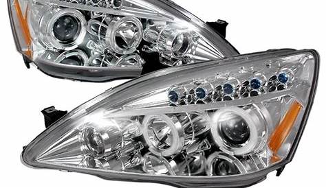 2003-2007 Honda Accord Halo LED Chrome Projector Headlights - 2LHP-ACD03-TM