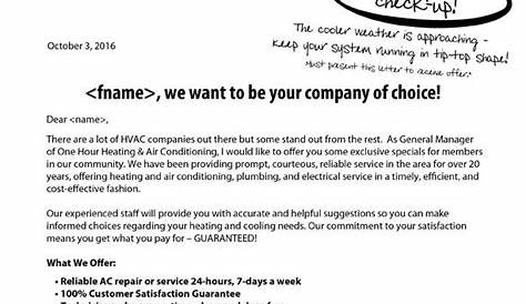 HVAC Direct Mail Letter Mailer Sample - PrimeNet Direct Marketing Solutions