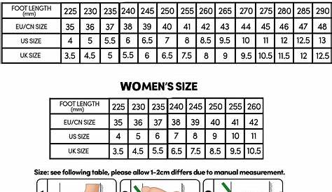 shoes for crews size chart