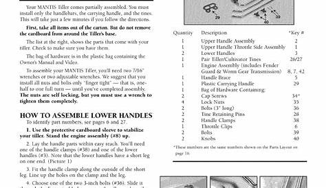 Mantis 7222 User Manual TILLER / CULTIVATOR Manuals And Guides L0903805