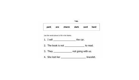 /ar/ Words Worksheet for 2nd - 3rd Grade | Lesson Planet
