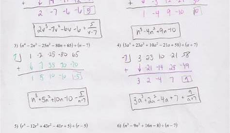 Dividing Polynomials Long And Synthetic Division Worksheet Answers — db