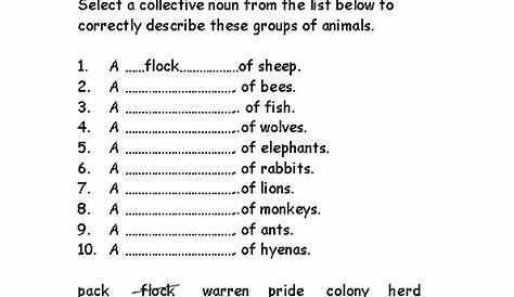 Collective Nouns Worksheet 2 ELA-Literacy.L.2.1a Language Worksheet