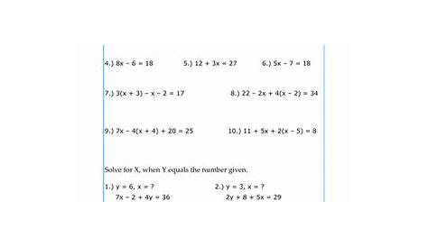 Practice Algebra Equations | Worksheet | Education.com | Algebra