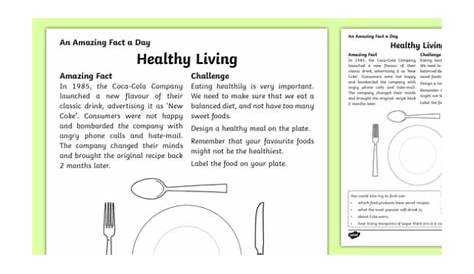 healthy living worksheet