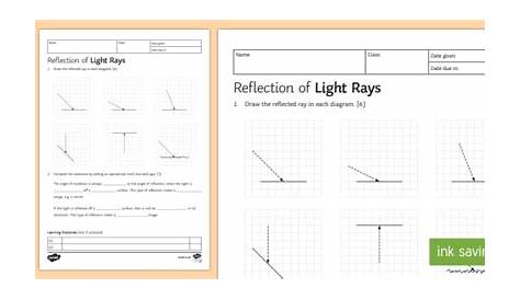 reflection worksheets answers