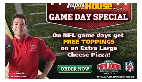 Get Free Toppings at Papa John's Pizza on NFL Game Days