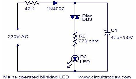 mains operated blinking LED | Circuit diagram, Led, Simple circuit