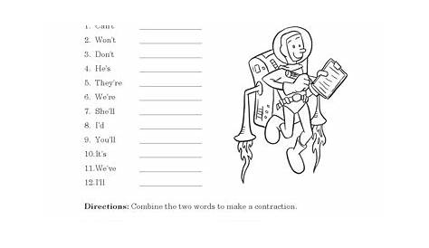 Printable Contractions Worksheets | Language Arts PDF