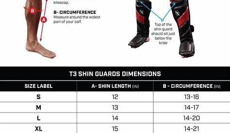 shin guard size chart