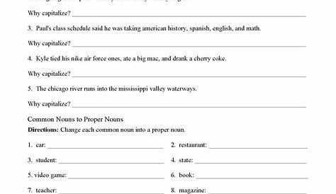 Common and Proper Nouns and Capitalization Worksheet 1 | Preview