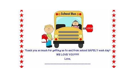 Bus Driver Appreciation Day...A Class Thank You Card by Kassy | TpT