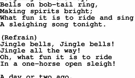 jingle bells printable lyrics