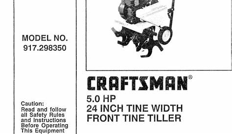 Craftsman 917298350 User Manual 5 H.P. TILLER Manuals And Guides L0811859