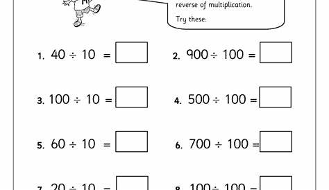 Divide by 10 and 100 - Division Maths Worksheets for Year 3 (age 7-8