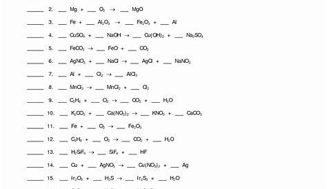 balancing equations worksheet answer