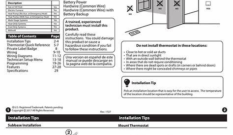 PRO1 TECHNOLOGIES T955 THERMOSTAT INSTALLATION MANUAL | ManualsLib