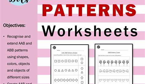 ab abb abc pattern worksheet for kindergarten