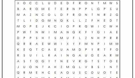Weather 4th Grade Word Search- Monster Word Search