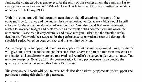 sample termination letter to employee