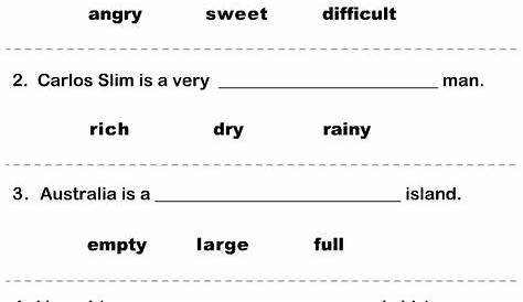 grade 2 adjectives in sentences worksheet