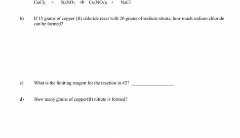 limiting reactant practice problems worksheet answers