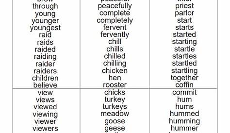 list of spelling words for 4th graders