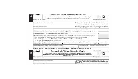 oregon w 4 worksheet