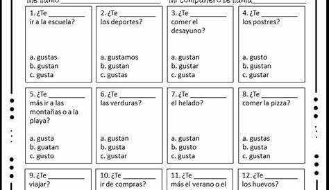 Verbs Like Gustar Worksheet Gustar Activities in 2021 | Spanish