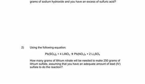 stoichiometry worksheets 3