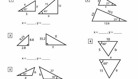 solving for triangle sides with algebra worksheet answers