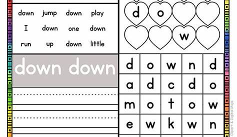 sight word down worksheets